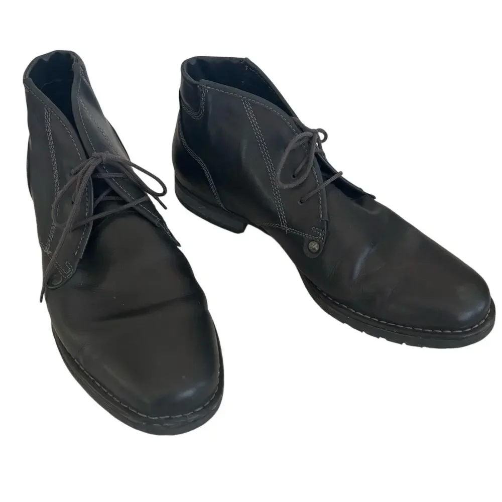Josef Seibel Men's Black Leather Dress Boots